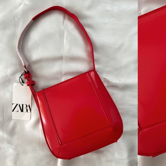 Zara Handbags - Zara Red Leather Shoulder Purse ⭐️